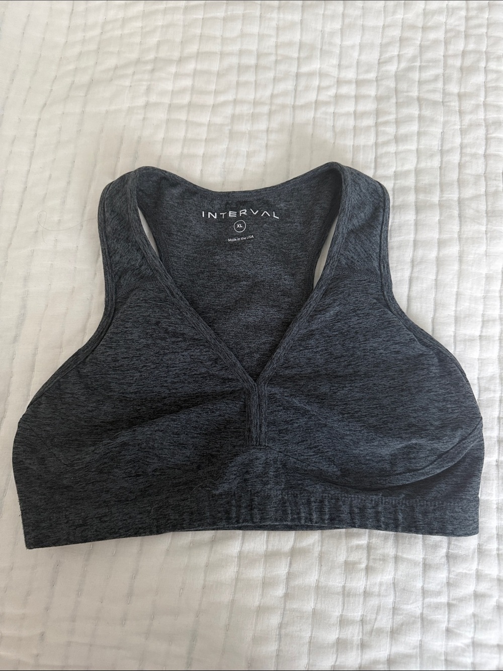 Charcoal Seamless V-Neck Sports Bra